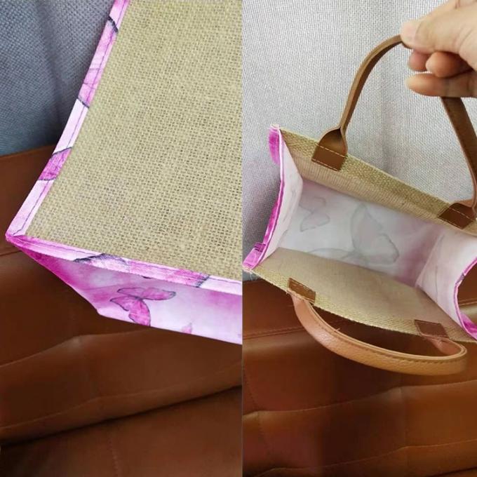 подгонянная картина на стороне или на сумке tote переднего оптового джута белья пеньки полиэстера ходя по магазинам косметической